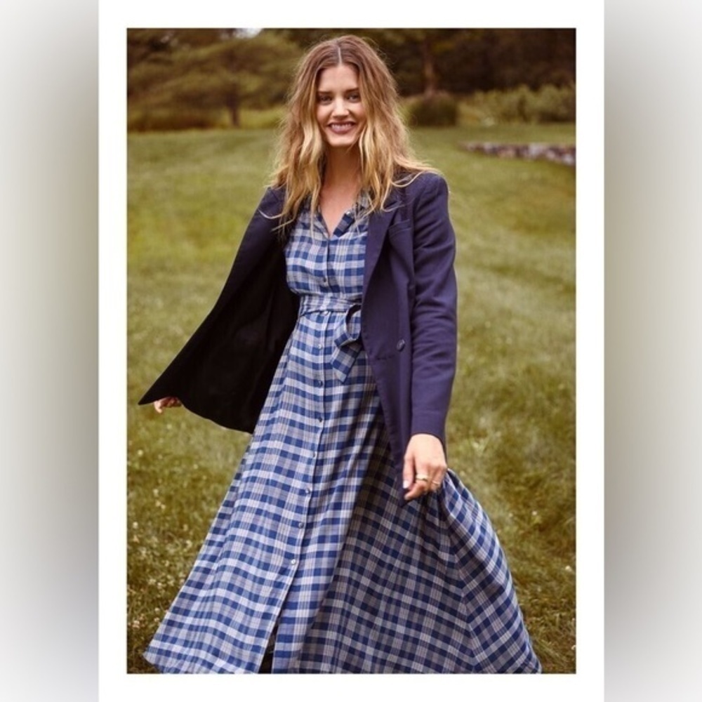 Hatch Alyssa blue plaid dress 0 xs - Picture 3 of 9